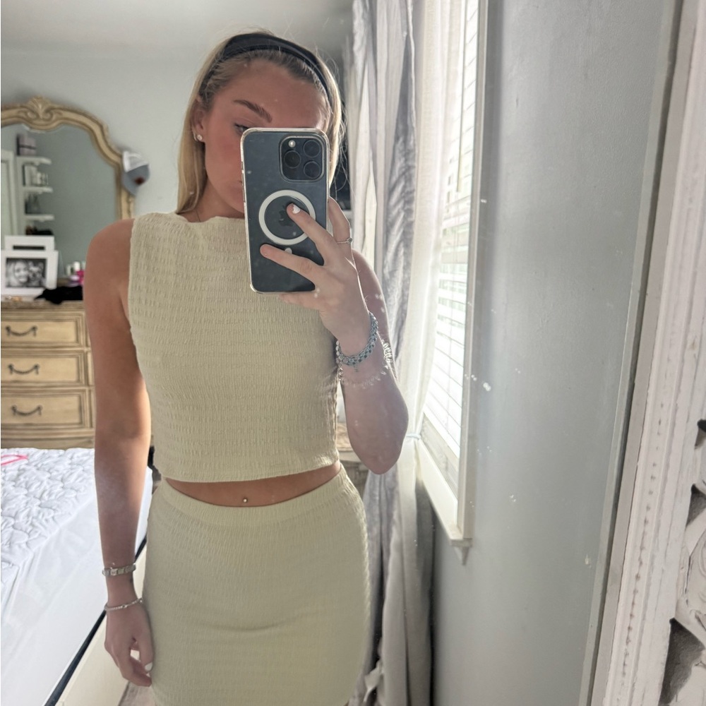 PrettyLittleThing Cream Textured Knit Set